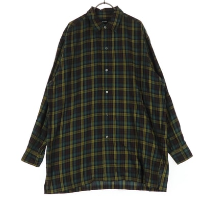 美品 BEAMS ビームス チェック柄 長袖 チェックシャツ M ブラウン系 イエロー ブルー