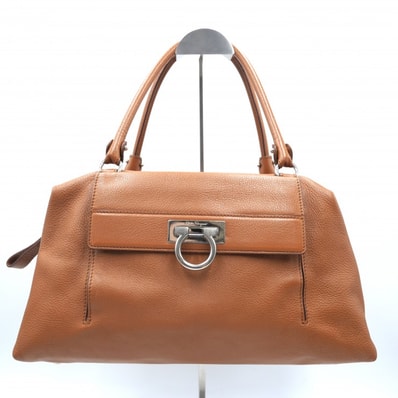 Salvatore Ferragamo(サルヴァトーレ フェラガモ)ソフィア ハンドバッグ レザー ブラウン シルバー金具 ガンチーニ レディース AB-21D304【中古】