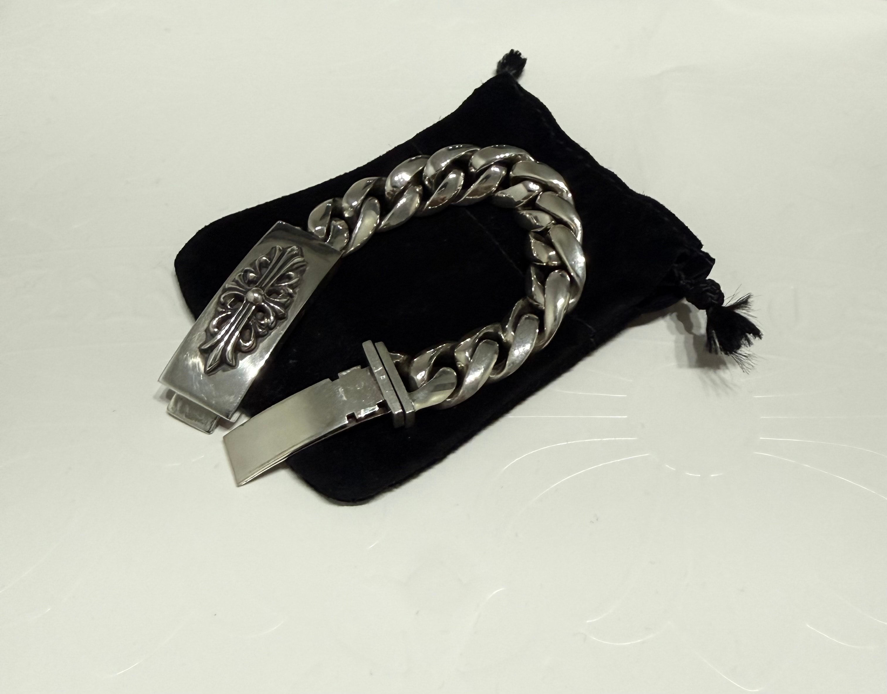 Chrome Hearts ID Bracelet W / Floral Cross W / Classic Link ID-Floral CROSS W / Classic Link "Silver"