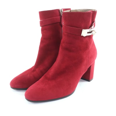 美品 エルメス ショートブーツ サンジェルマン ボルドー レディース 35.5