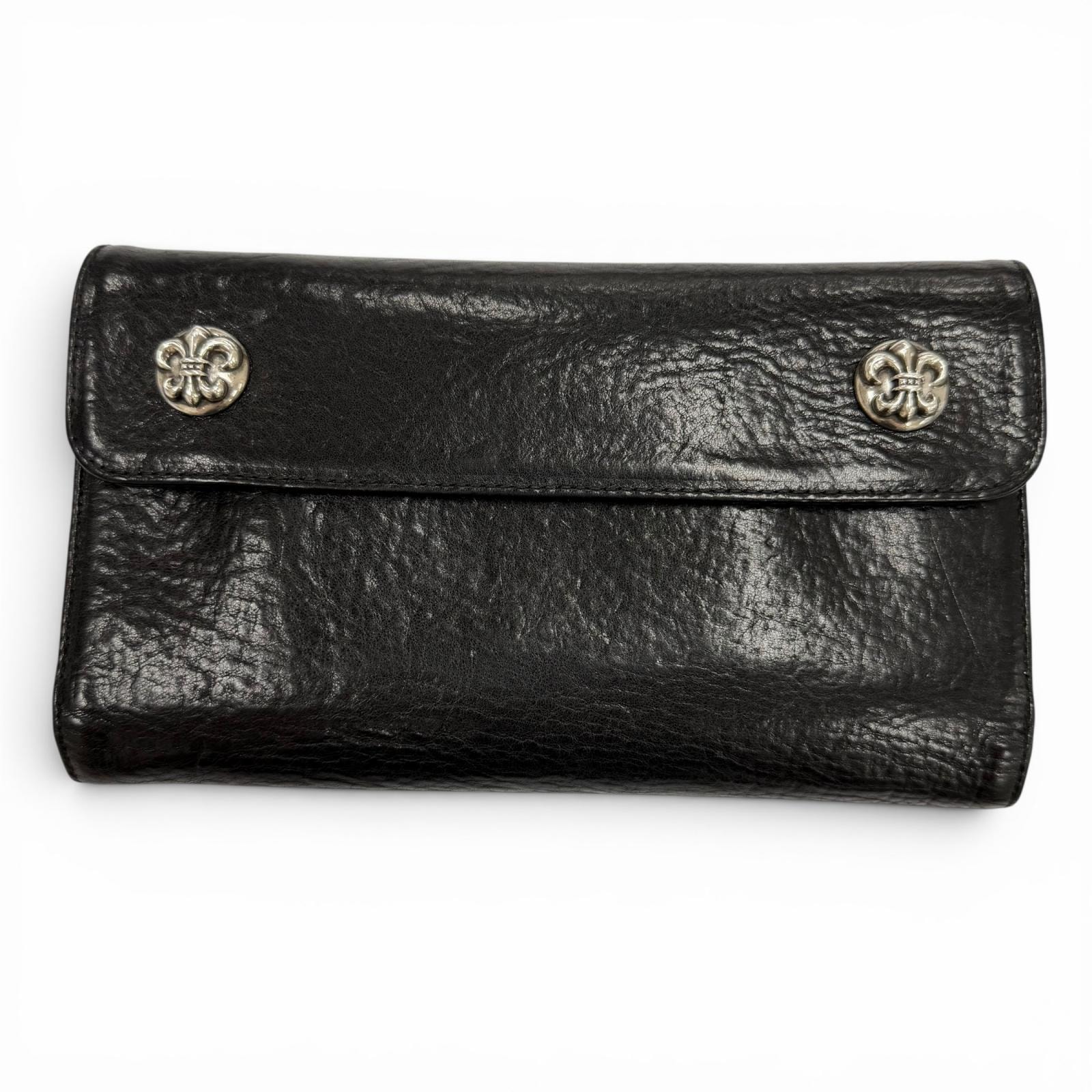 Chrome Hearts Wave Wallet Leather / BS Fleur Button "Black"