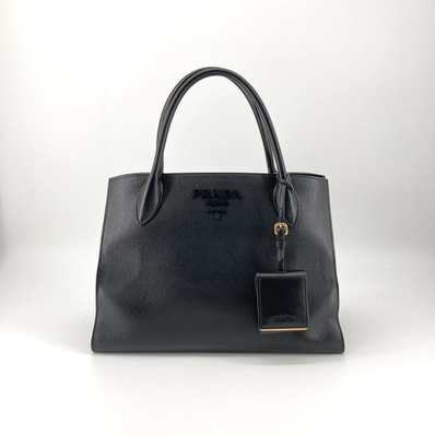 PRADA(プラダ) モノクローム サフィアーノレザー 2WAY 1BA155 ハンドバッグ ブラック