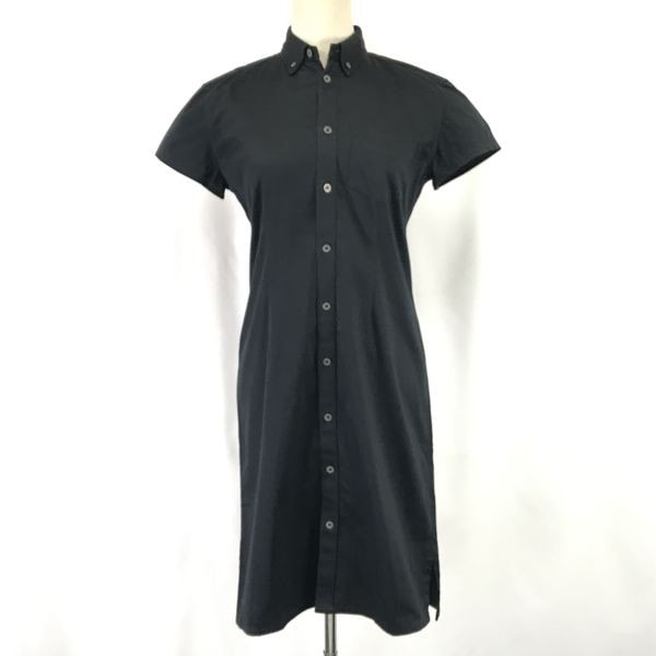 ラルフローレン/RALPH LAUREN★半袖シャツワンピース/フロントボタン/ミモレ【レディースS/黒/black】Tops/Shirts/Dress◆cBH588