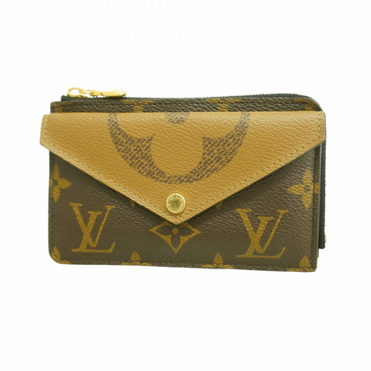 【6db1830-k】ルイヴィトン コインケース モノグラム・リバース ポルトカルトレクトヴェルソ M81303 ブラウン【中古】レディース