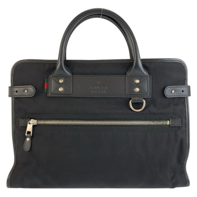 GUCCI グッチ シェリーライン ブラック 黒 シルバー金具 ナイロン ビジネスバッグ ブリーフケース 1-0290348 【中古】