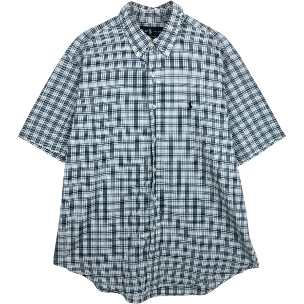 古着 ラルフローレン Ralph Lauren CLASSIC FIT クラシックフィット 半袖 ボタンダウン チェックシャツ メンズXL相当/eaa643966