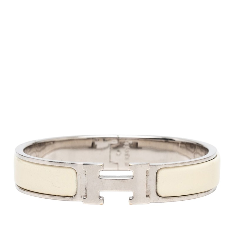エルメス クリックH PM Hバングル ブレスレット アイボリー シルバー メタル エナメル レディース HERMES 【中古】