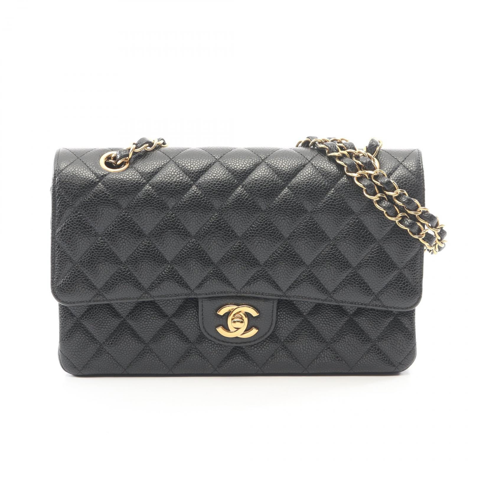 シャネル CHANEL マトラッセ Wフラップ ショルダーバッグ バッグ キャビアスキン(グレインドカーフ) レディース ブラック系 【中古】