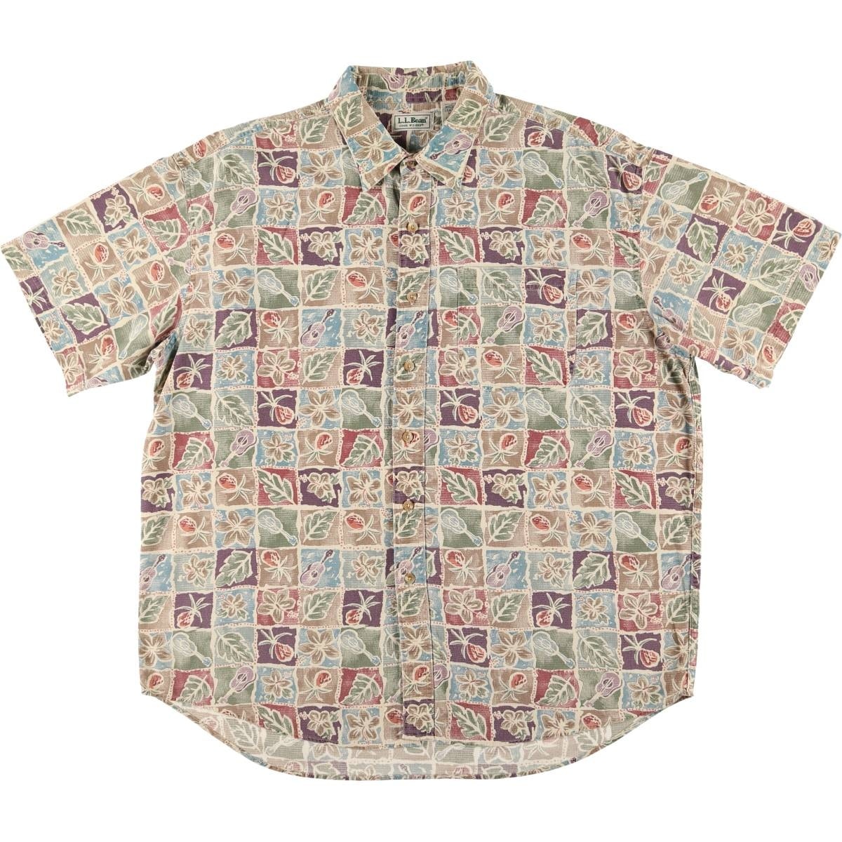 古着 80~90年代 エルエルビーン L.L.Bean COOL WEAVE 総柄 ハワイアンアロハシャツ メンズXL相当 ヴィンテージ/eaa586945