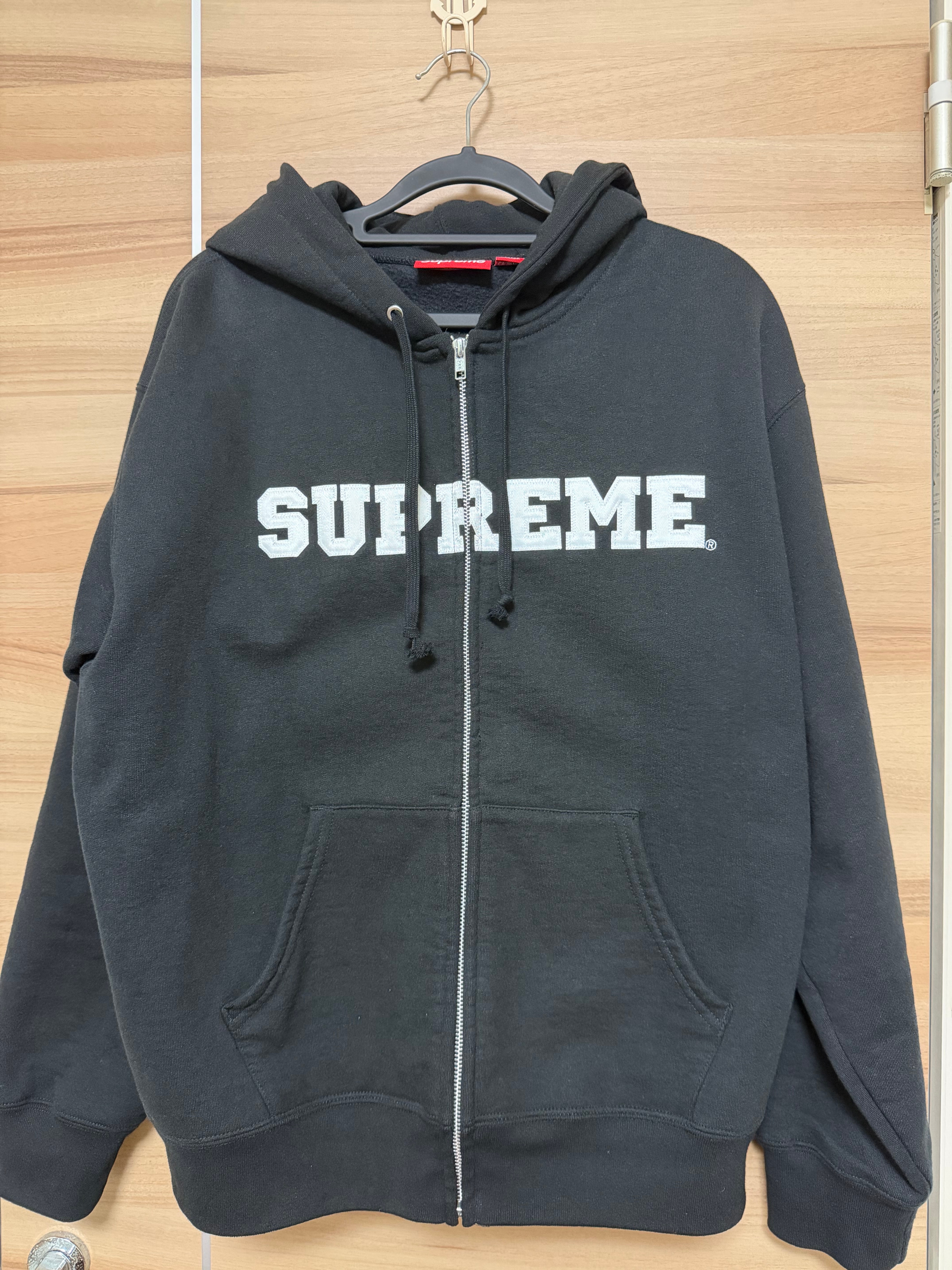 Supreme Collegiate Applique Zip Up Hooded Sweatshirt "Black"