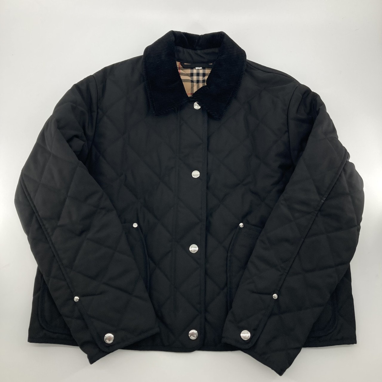 BURBERRY(バーバリー) キルティング XL コーデュロイ ナイロンジャケット ブラック×サンドベージュ
