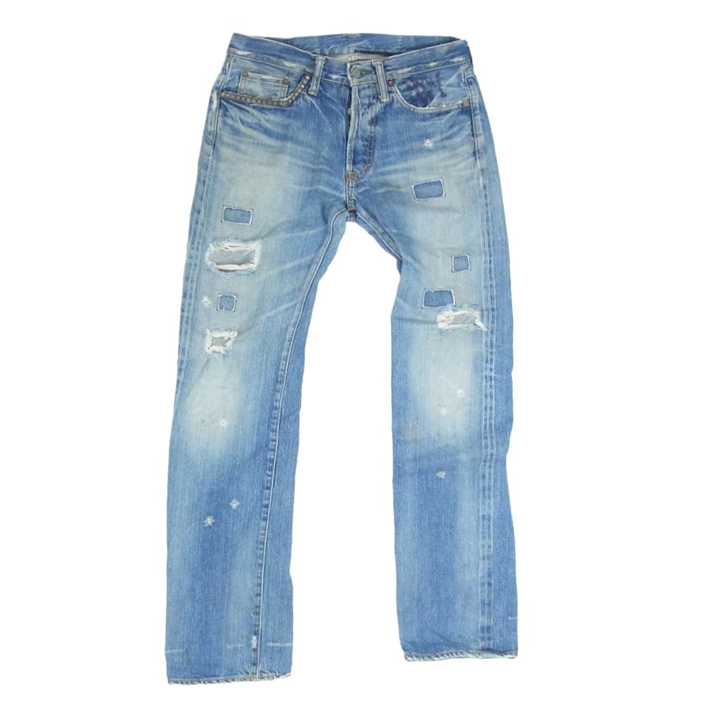 HYSTERIC GLAMOUR ヒステリックグラマー デニムパンツ SP加工 小窓 リメイク ダメージ加工 ボタンフライ デニム パンツ インディゴブルー系 30【中古】