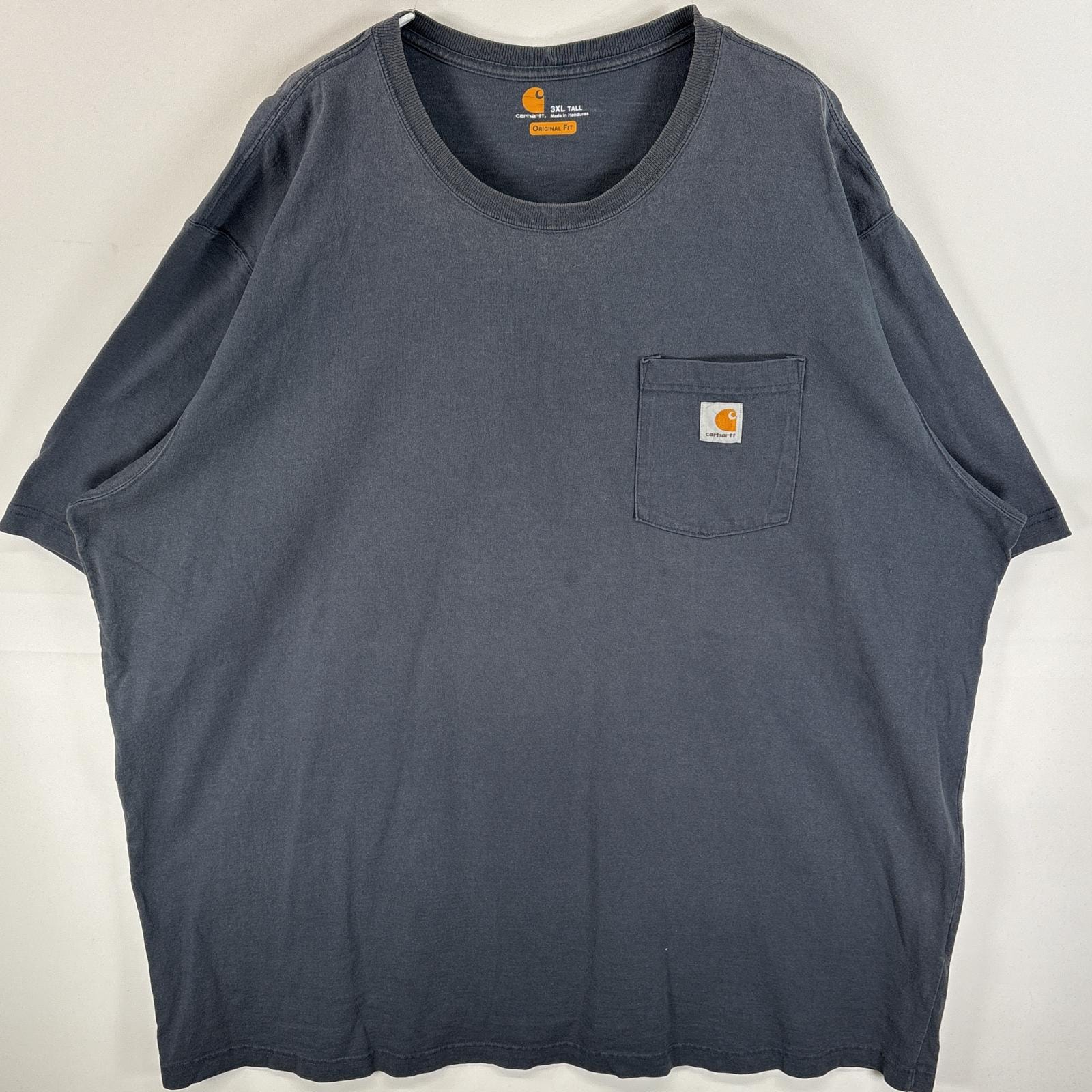 古着 カーハート Carhartt 半袖Tシャツ 肉厚 大きいサイズ ワンポイント ロゴ 3XL TALL グレー系 無地 メンズ