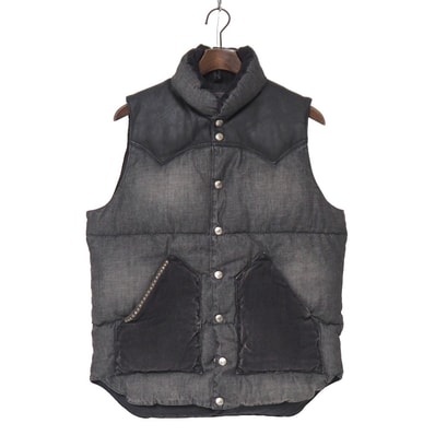■美品■HYSTERIC GLAMOUR × Rocky Mountain FeatherBed ヒステリックグラマー × ロッキーマウンテンフェザーベッド ダウンベスト サイズ38 デニムダウンベスト 中綿 ブランド古着【中古】20260907/RB0879