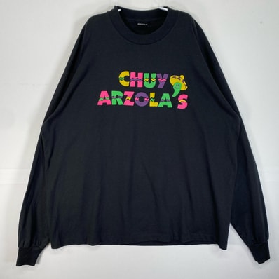 古着 90's/90年代 フルーツオブザルーム FRUIT OF THE LOOM 長袖Tシャツ シングルステッチ USA製 大きいサイズ 14041 ブラック 両面プリント メンズ