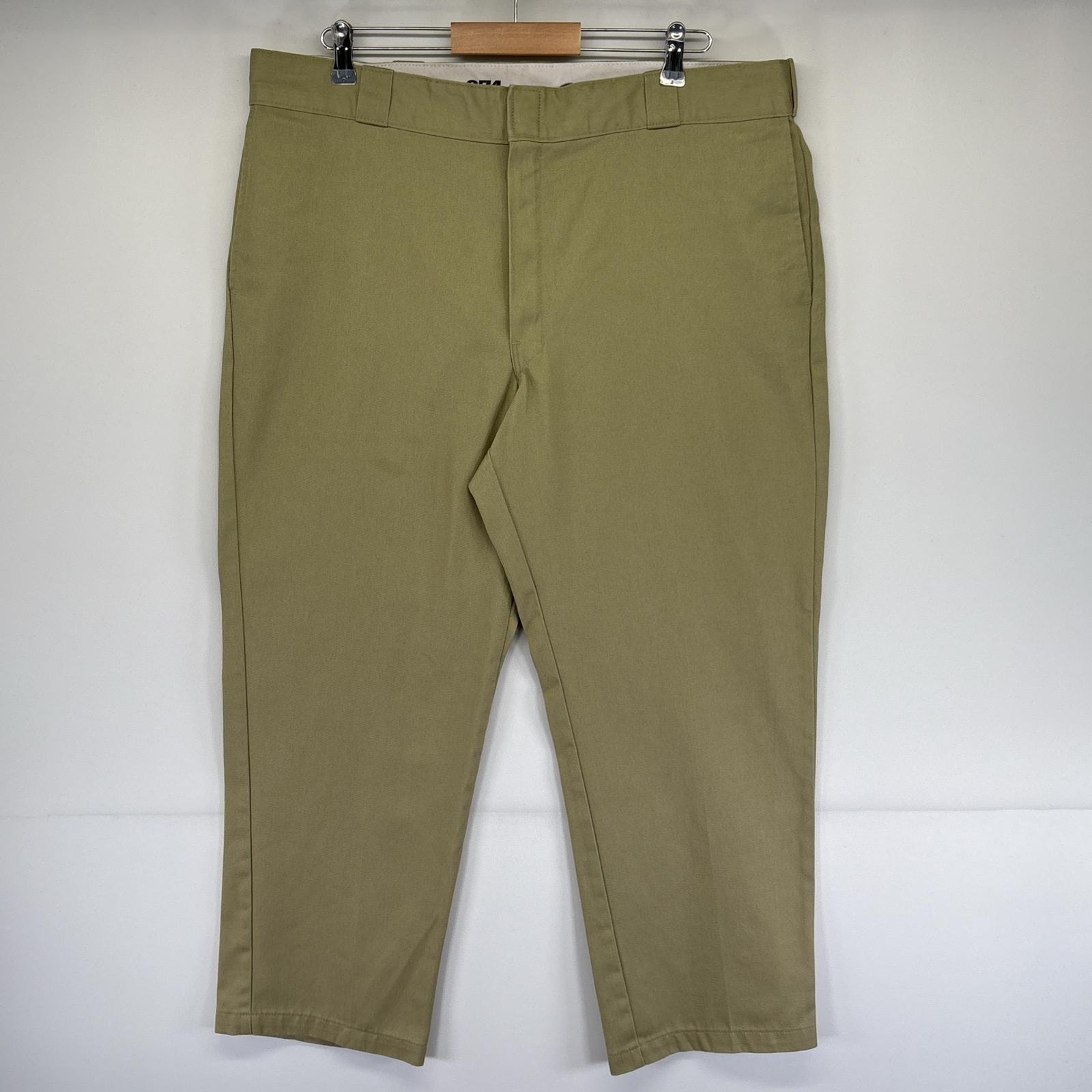 古着 ディッキーズ Dickies ワークパンツ テーパード ジッパーフライ 874 ワンポイントロゴ 作業着 チノパン w40 L29  ベージュ メンズ