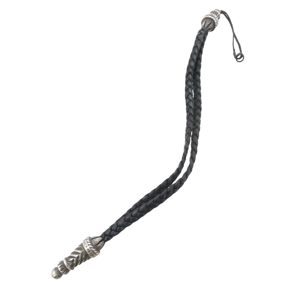 Chrome Hearts Phone Strap Large Bolo Tip Leather Braid "Black"