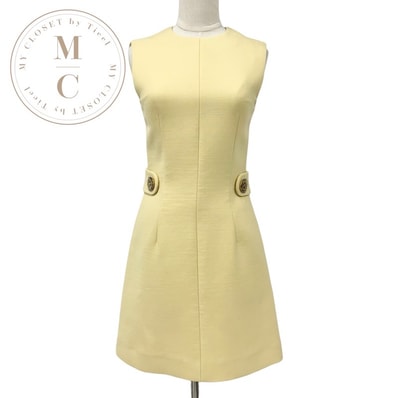 ルイヴィトン LOUIS VUITTON ワンピース ウール イエロー ゴールド ジップアップ ノースリーブ ドレス