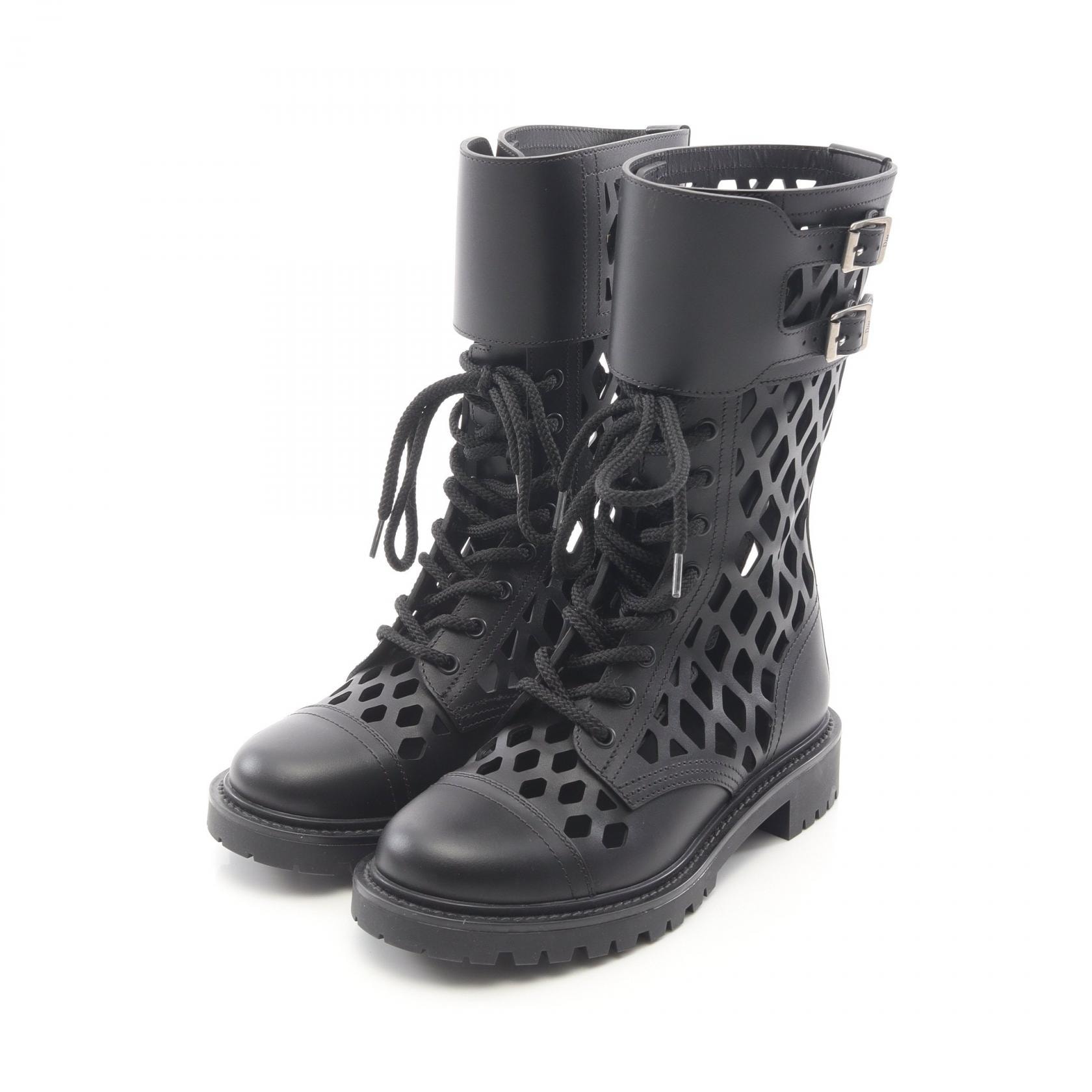 ディオール Dior D-TRAP ブーツ 靴 レザー レディース ブラック系 【中古】