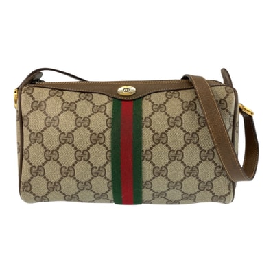 GUCCI グッチ ヴィンテージ シェリーライン ベージュ ゴールド金具 GGスプリームキャンバス レザー/ ショルダーバッグ ポシェット 505771 【中古】