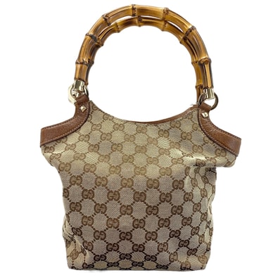 グッチ GUCCI GGキャンバス バンブー ハンドバッグ【中古】