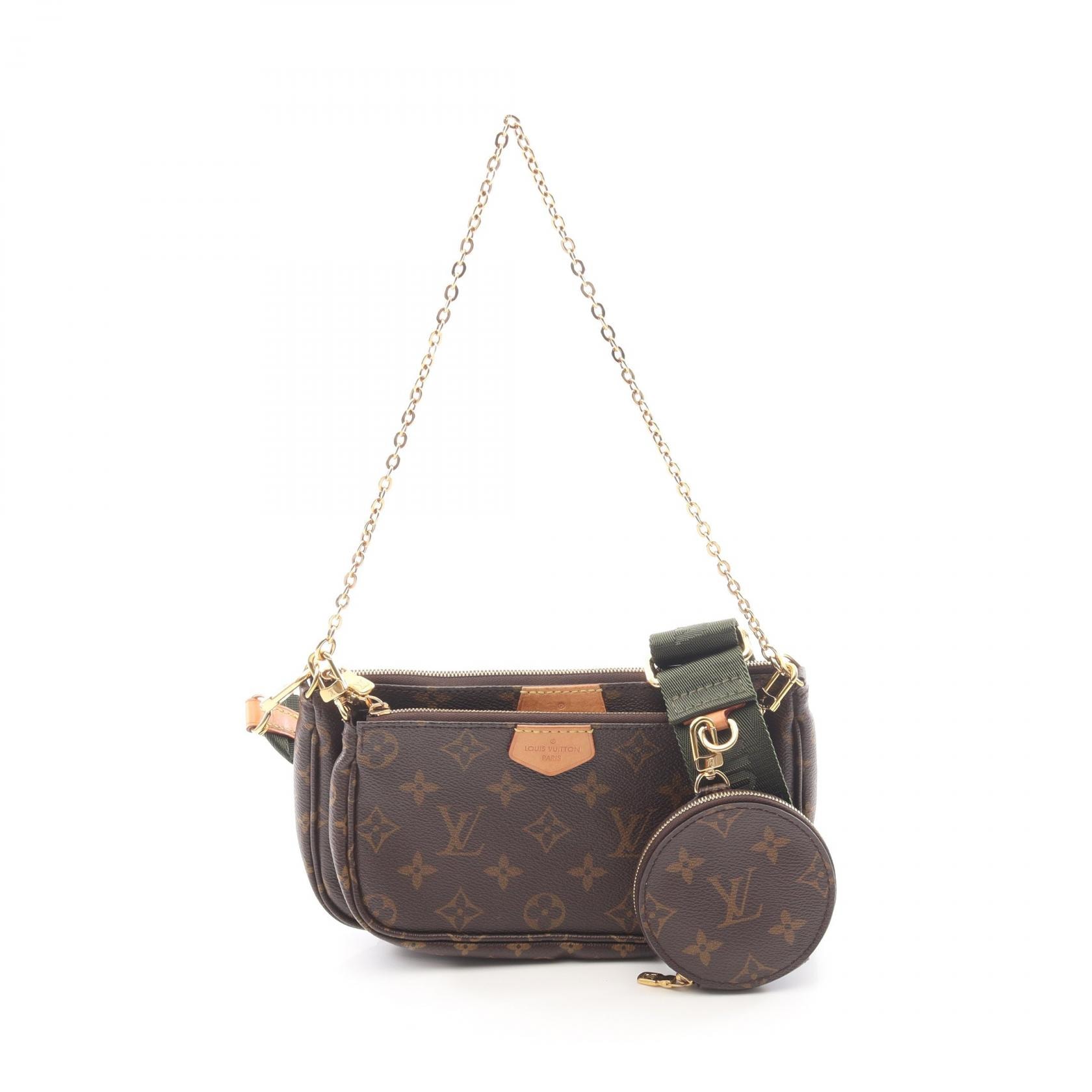 ルイ・ヴィトン LOUIS VUITTON ミュルティ ポシェットアクセソワール モノグラム カーキ ショルダーバッグ バッグ PVCコーティングキャンバス レザー モノグラム レディース ブラウン系 / カーキ系 M44813 【中古】