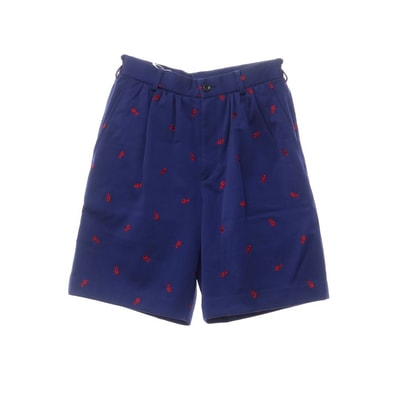 【中古】【未使用】コムデギャルソン ガール COMME des GARCONS GIRL 2022年秋冬 ナイロン ショートパンツ ネイビーxレッド【サイズXS】【レディース】