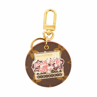 【6ke5664】ルイヴィトン キーホルダー・チャーム モノグラム ポルトクレイリュストレ M61025 ブラウン ピンク【中古】レディース