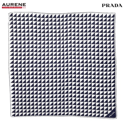 PRADA プラダ トライアングル ロゴ ICチップ スカーフ
大判 89cm 1FF001 シルク ネイビー ユニセックス
【中古】