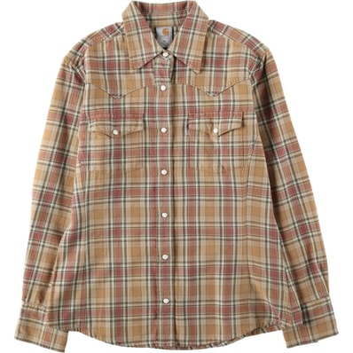 古着 00年代 カーハート Carhartt 長袖 ウエスタンネルチェックシャツ レディースM相当/eaa641913
