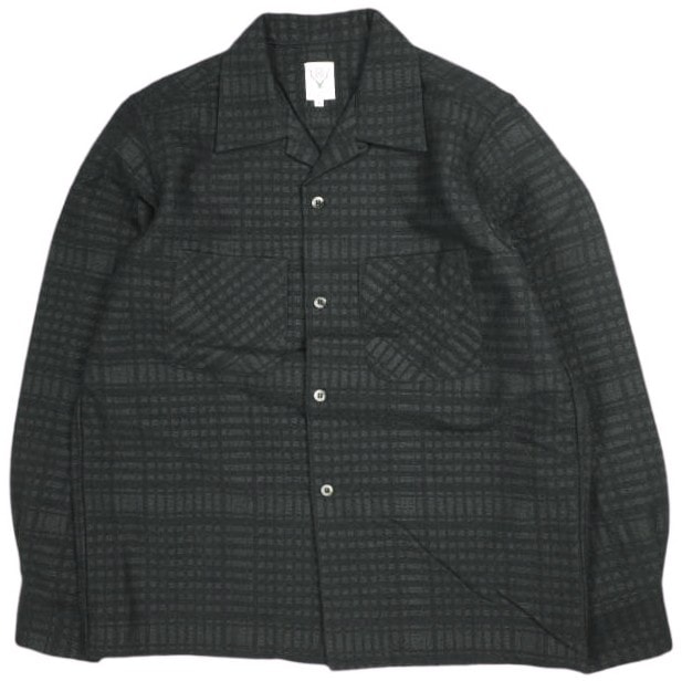 South2 West8 サウスツーウェストエイト S2W8 23AW 日本製 One-up Shirt ドビー織り ワンナップシャツ NS767 S BLACK 長袖 チェック 開襟 オープンカラーシャツ トップス g25759