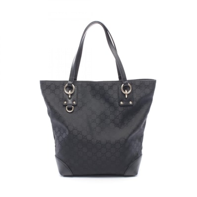 グッチ GUCCI GGキャンバス トートバッグ バッグ キャンバス レザー レディース ブラック系 353706 【中古】
