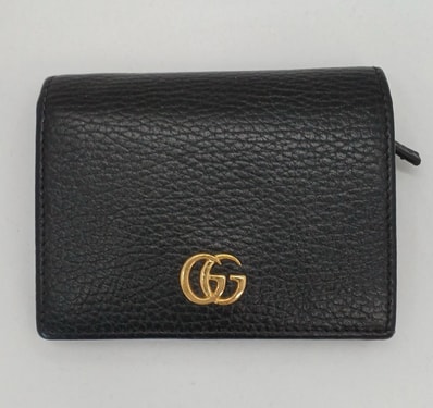 GUCCI GG Marmont Leather Card Case Wallet "Black"