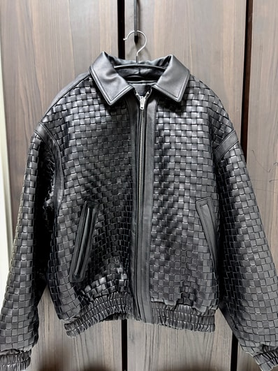 Supreme Woven Leather Varsity Jacket "Black"