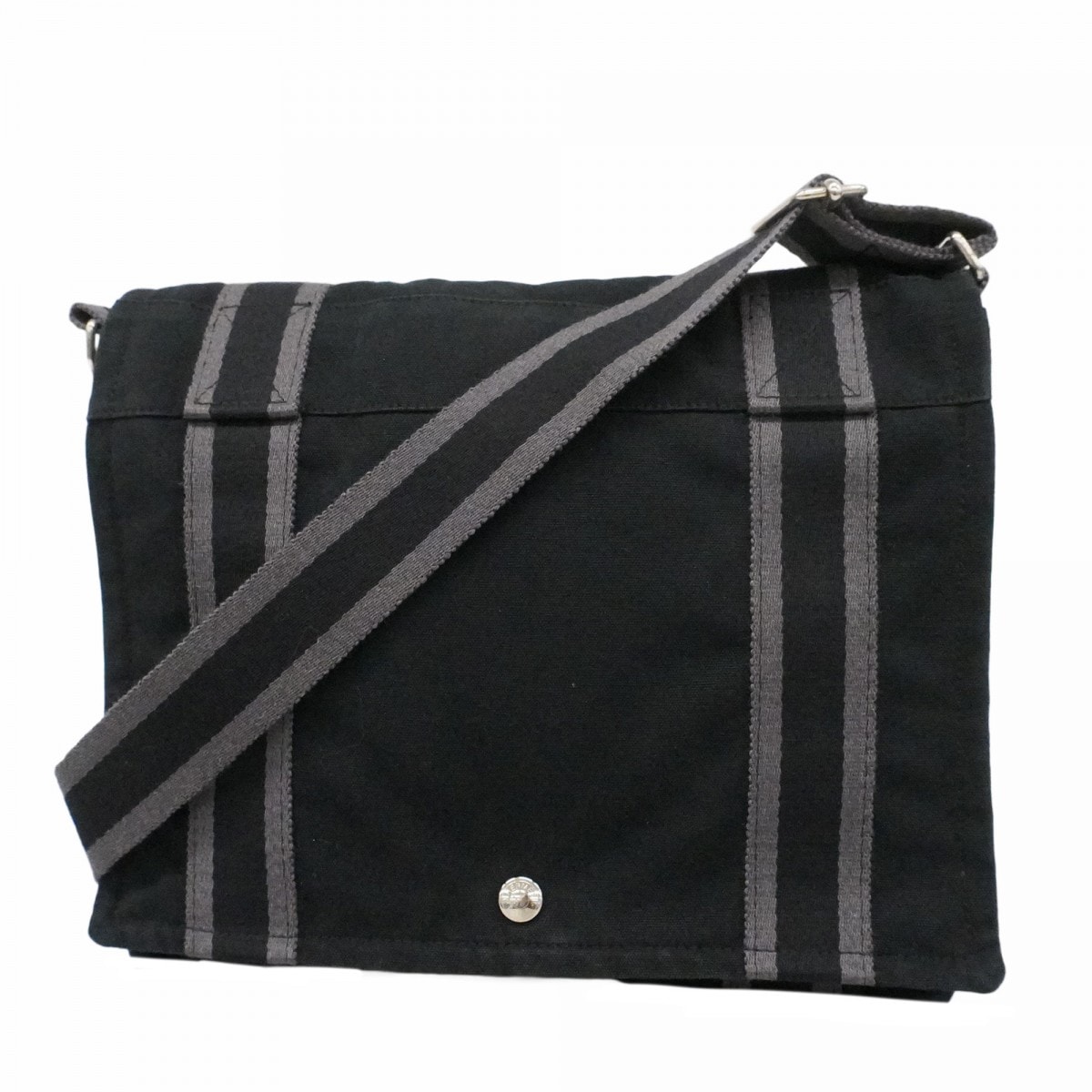 【6dc2579】エルメス ショルダーバッグ フールトゥバサスPM キャンバス ブラック シルバー金具【中古】メンズ レディース ユニセックス