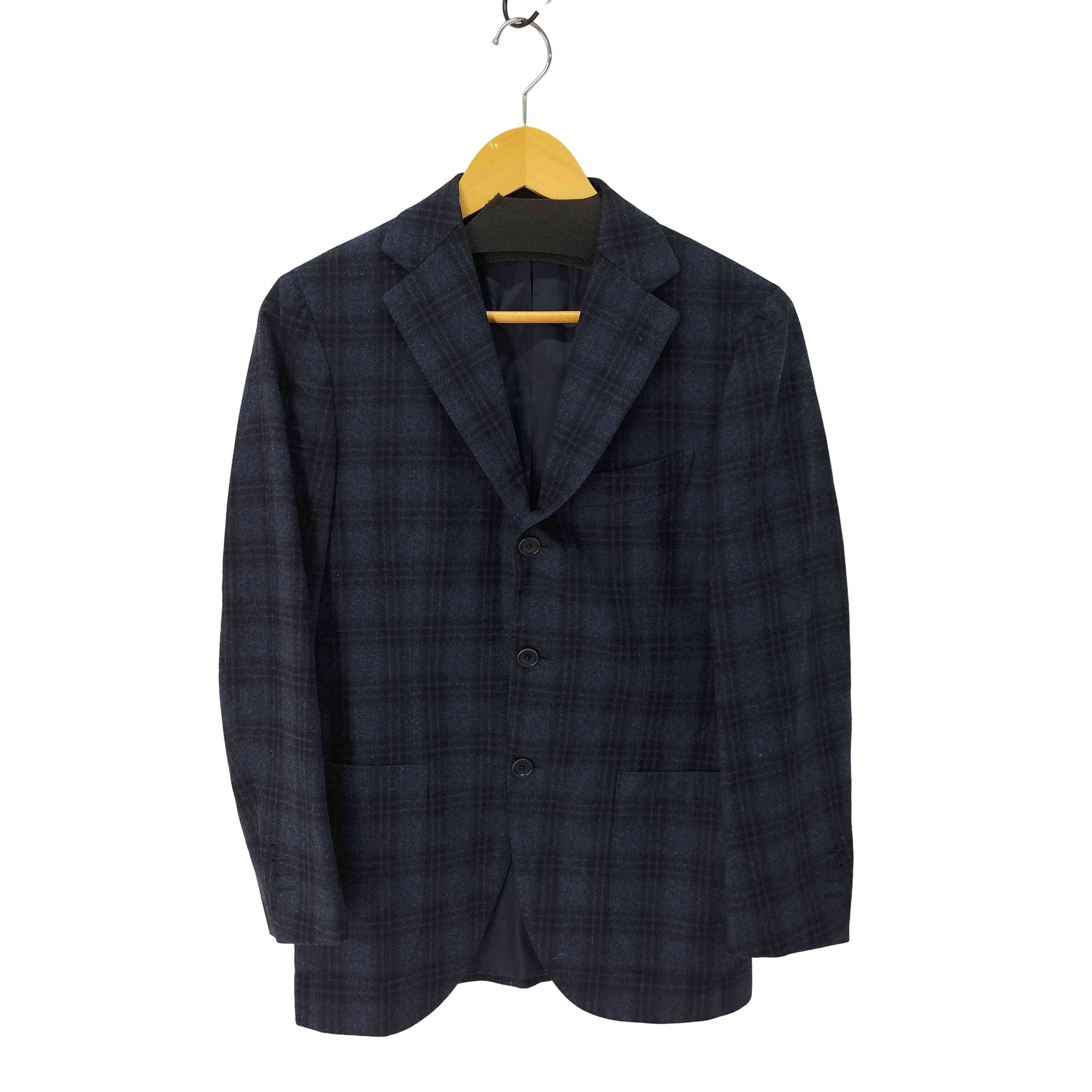 Custom tailor FRATELLI TALLIA DI DELFINO ウール カシミヤ チェック柄 総裏 3B テーラード ジャケット【1141749078499】