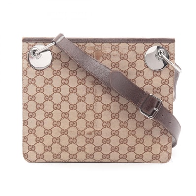 グッチ GUCCI GGキャンバス ショルダーバッグ バッグ キャンバス レザー レディース ベージュ系 / ブラウン系 120841 【中古】