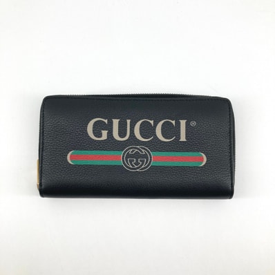 GUCCI(グッチ) ロゴプリント 496317 長財布 ブラック