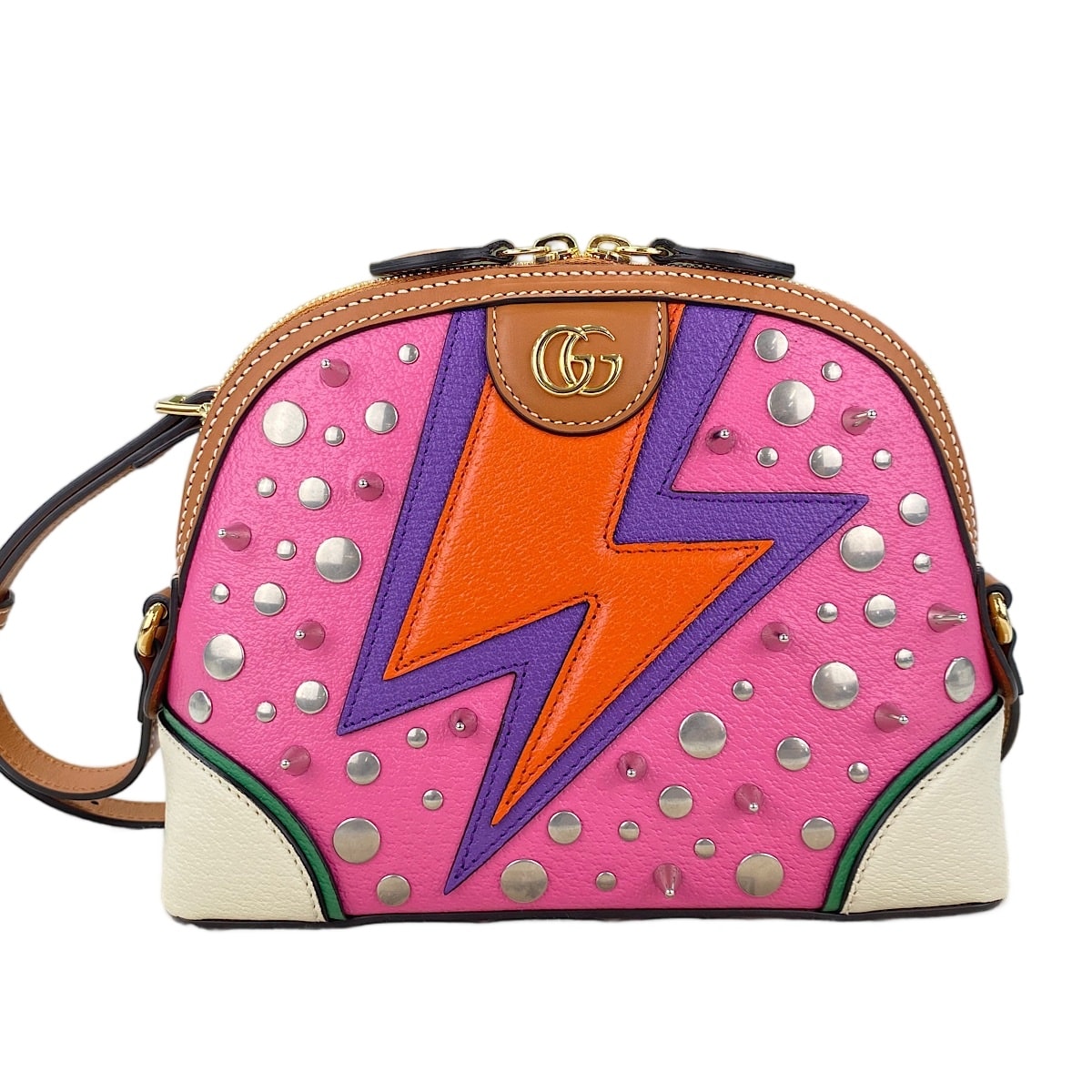 グッチ GUCCI レザー エクレア・ダムール スタッズ ショルダーバッグ【中古】