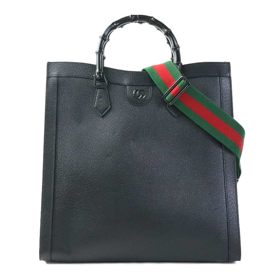 グッチ GUCCI ハンドバッグ ショルダーバッグ ダイアナ バンブー レザー ブラック メンズ 703218【中古】 90302j
