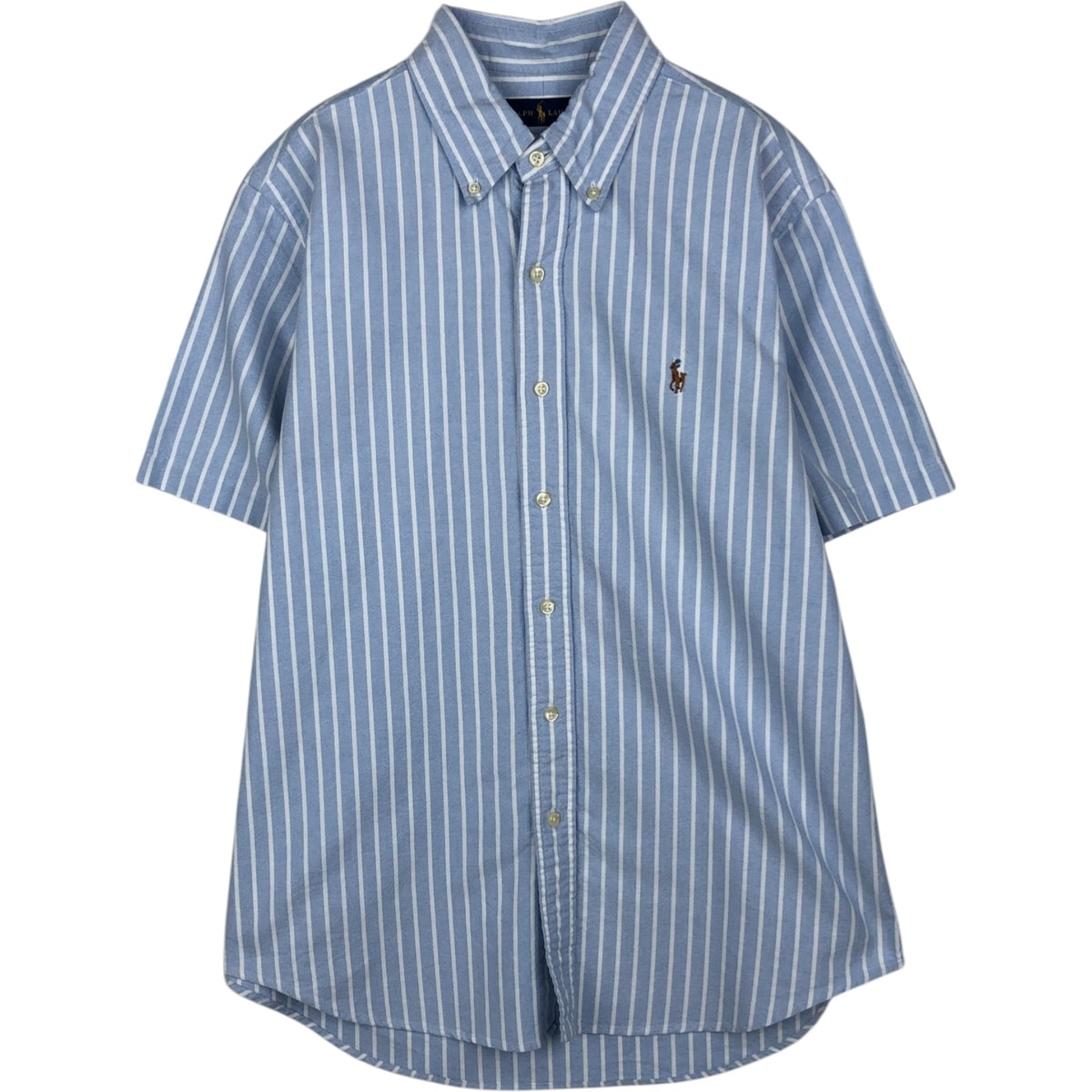 古着 ラルフローレン Ralph Lauren 半袖 ボタンダウン ストライプシャツ メンズM相当/eaa495209