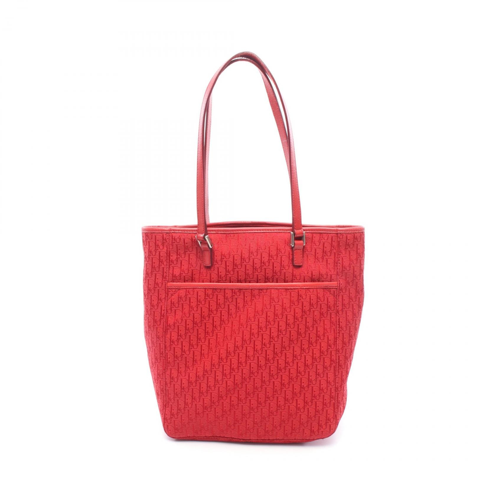 ディオール Dior トロッター トートバッグ バッグ キャンバス レザー レディース レッド系 【中古】