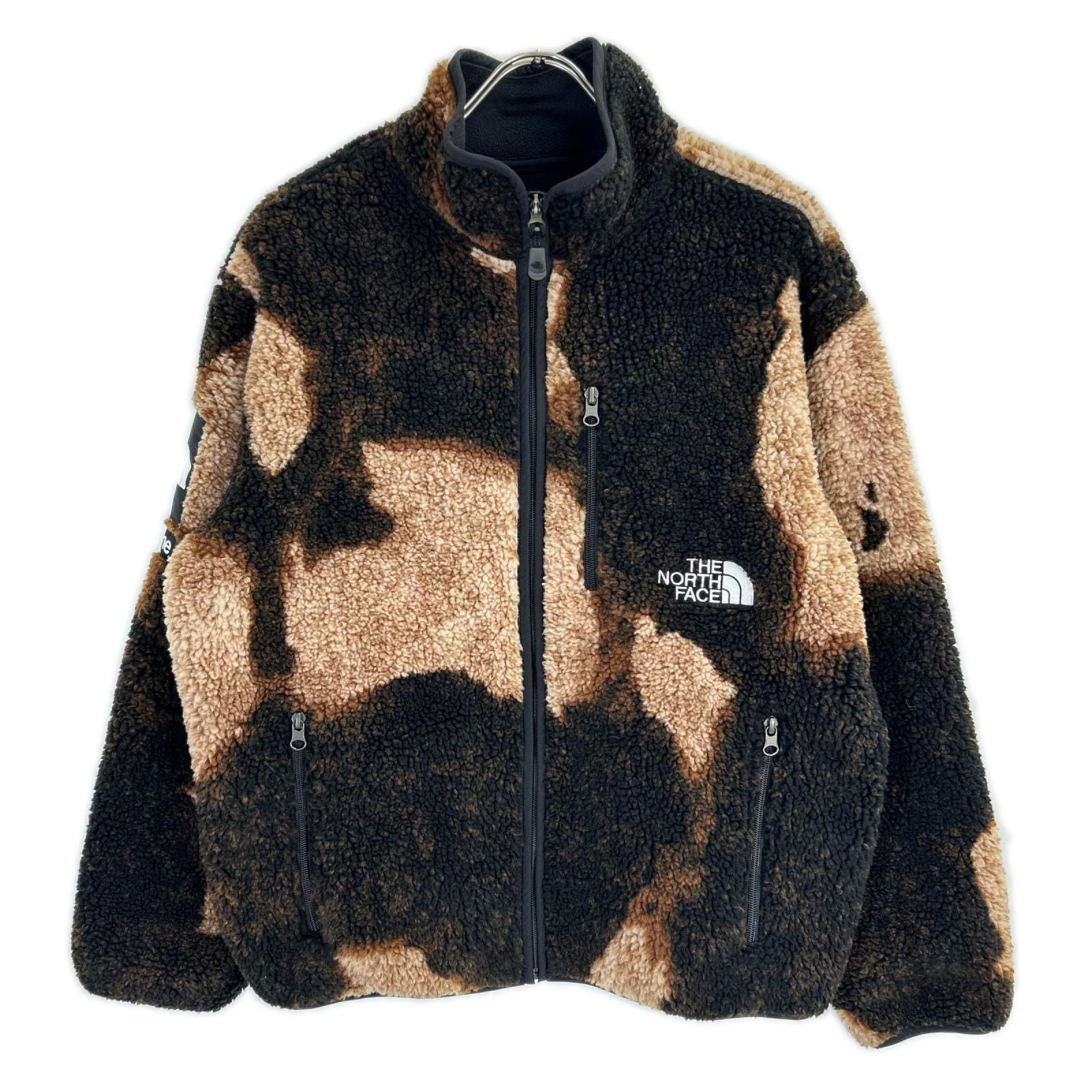 ノースフェイス ×SUPREME Bleached Denim Print フリースジャケット Sブラック×ブラウンNA52100I S