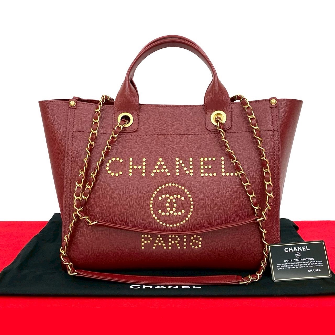 CHANEL シャネル ドーヴィル キャビアスキン ショルダーバッグ レッド
 14577