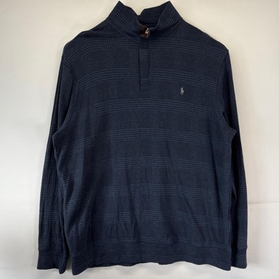 古着 ポロ・ラルフローレン POLO RALPH LAUREN スウェット 大きいサイズ ハーフジップ トレーナー チェック柄 2XLTALL ブラック メンズ