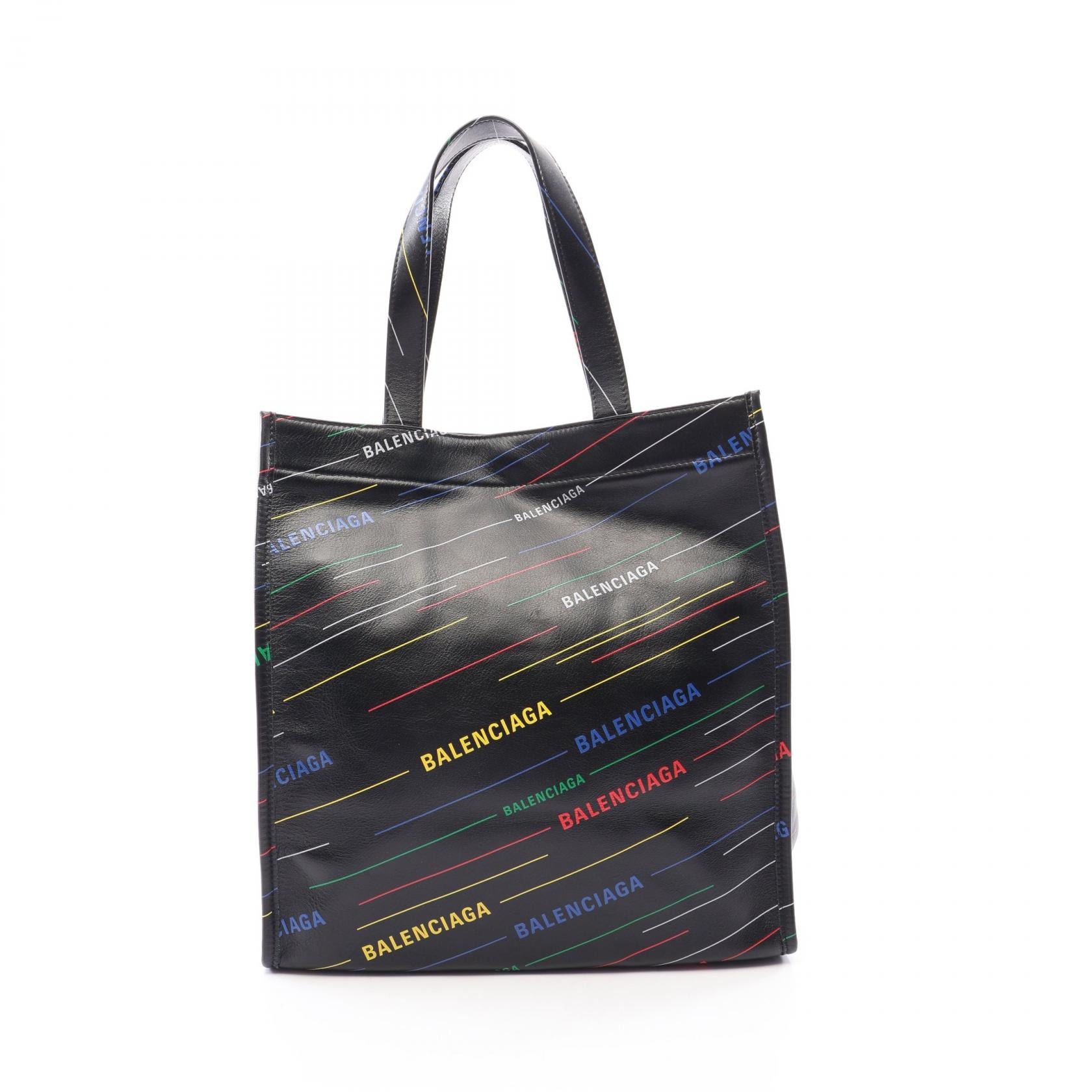 バレンシアガ BALENCIAGA マーケットショッパーS トートバッグ バッグ レザー レディース ブラック系 / マルチカラー 552870 【中古】
