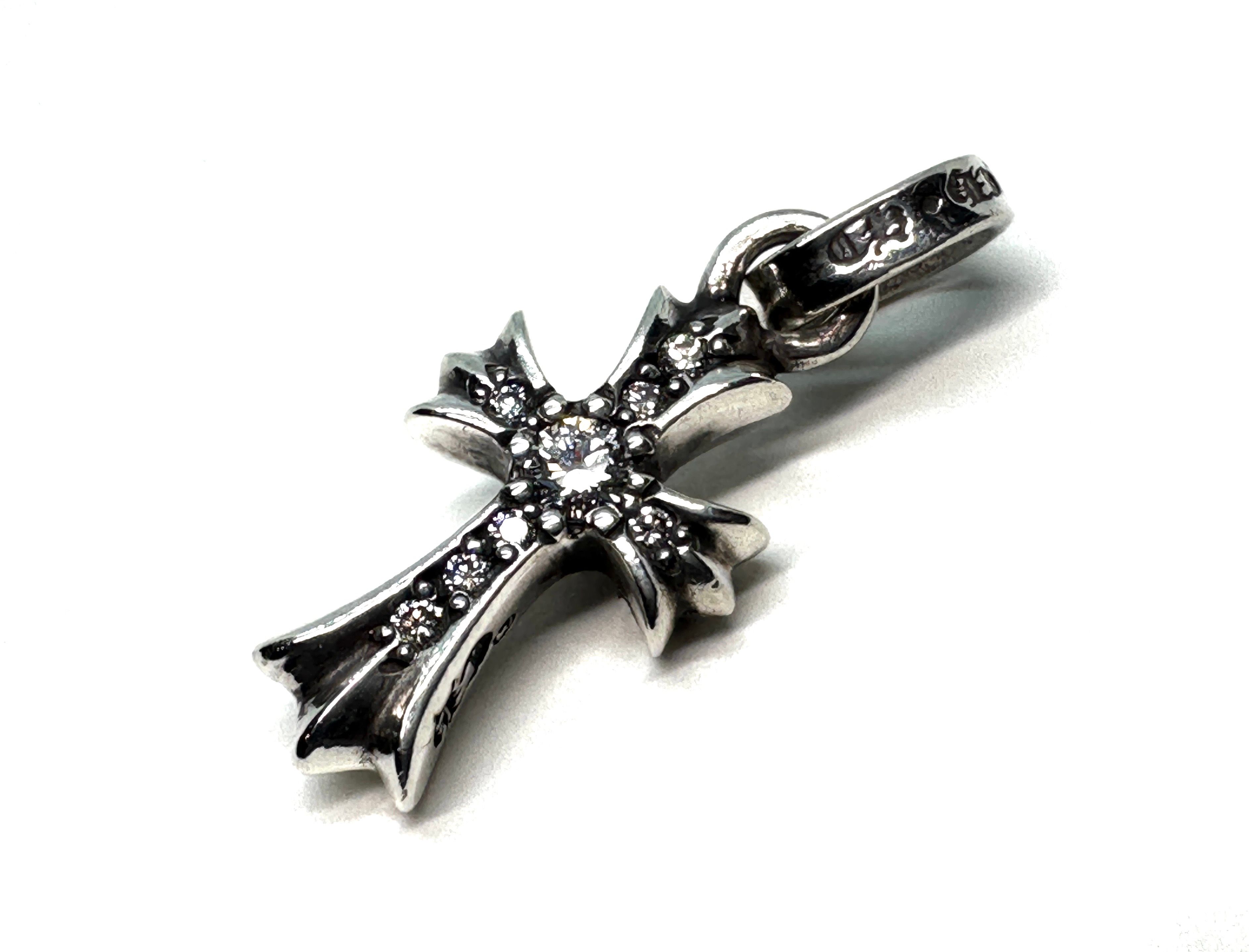 Chrome Hearts Cross Baby Fat Charm Pave Diamond "Silver"