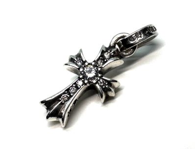 Chrome Hearts Cross Baby Fat Charm Pave Diamond "Silver"