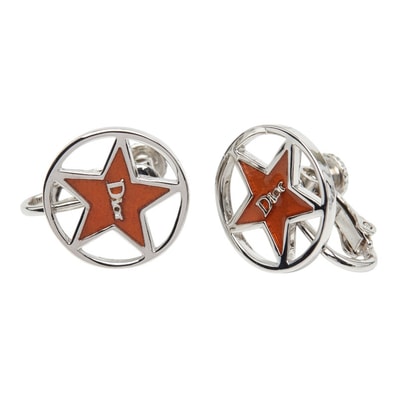 ディオール スターモチーフ ロゴ イヤリング シルバー オレンジ メタル レディース Dior 【中古】