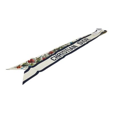 ディオール ミッツァ 花柄 スカーフ ホワイト マルチカラー シルク レディース Dior 【中古】